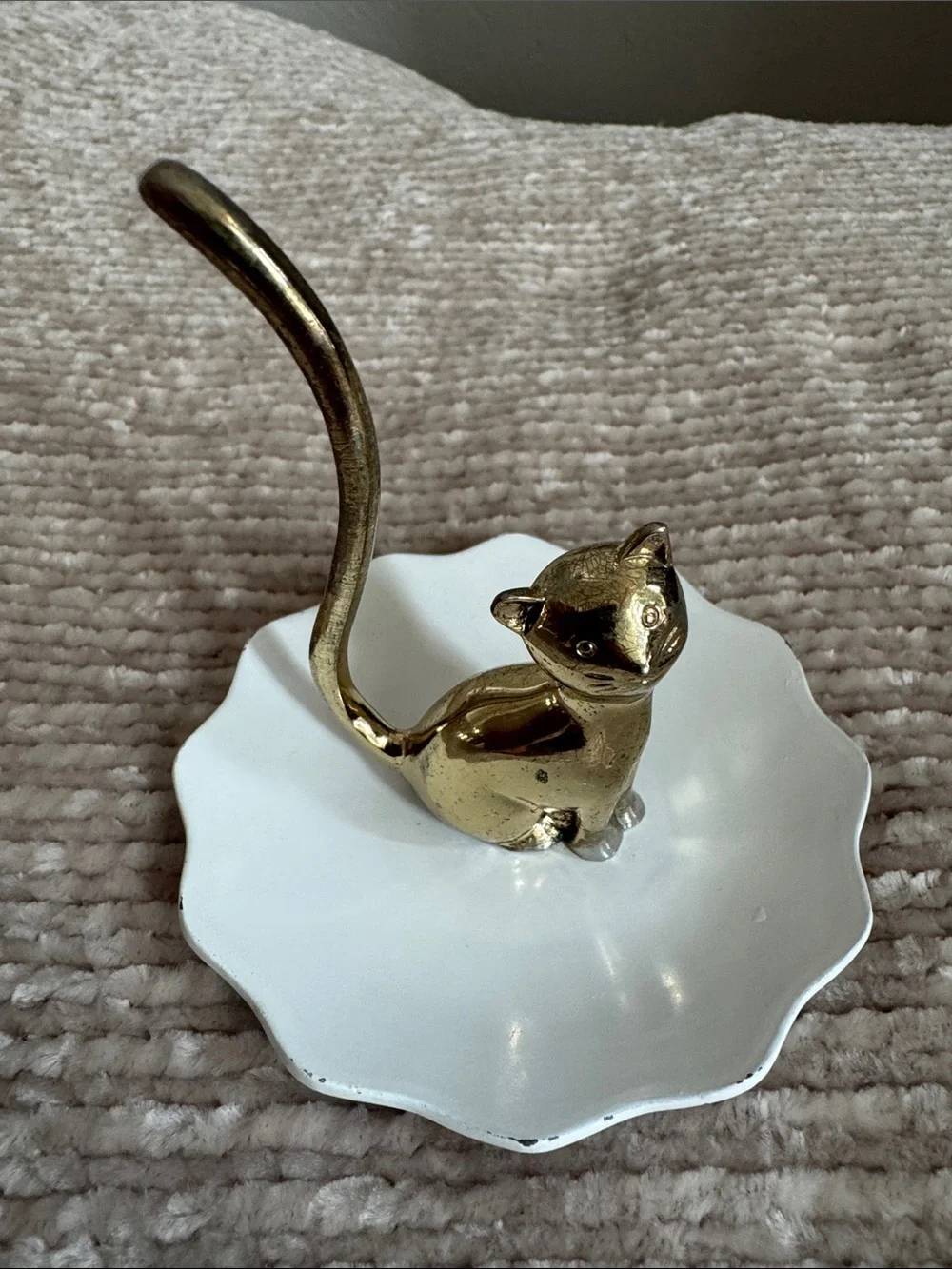 Ring Holder White And Gold Cat Ring Holder Trinket Dish